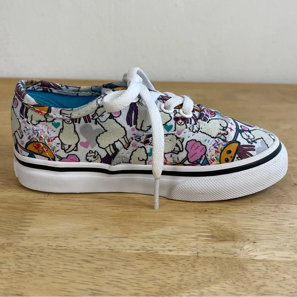 Vans Toddler Llama Taco Party Print Lace Up Athletic Sneakers Size 7.0